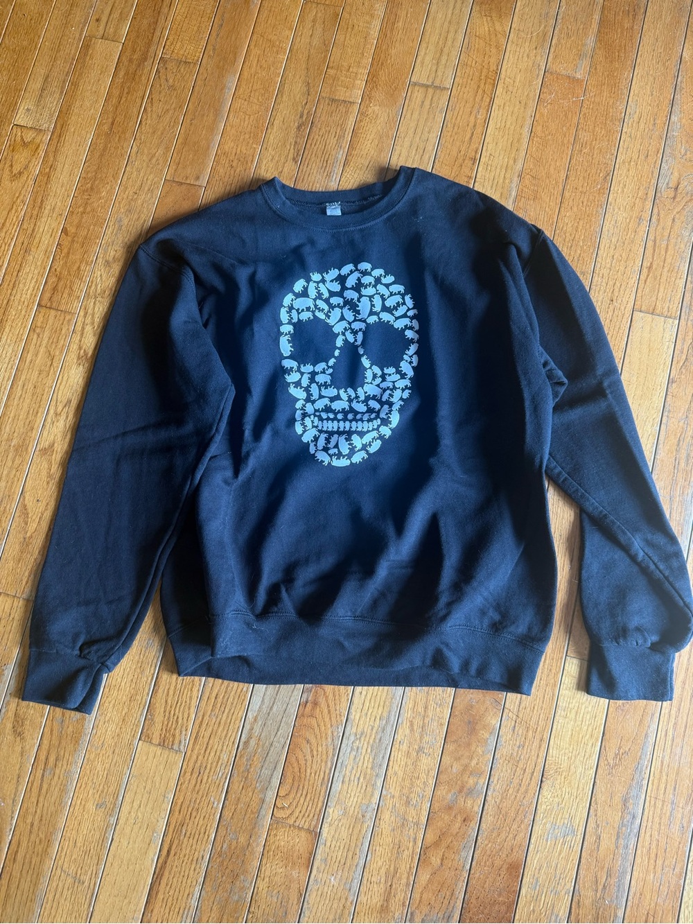 Black Skull buffalos Graphic townie Crewneck Sweatshirt